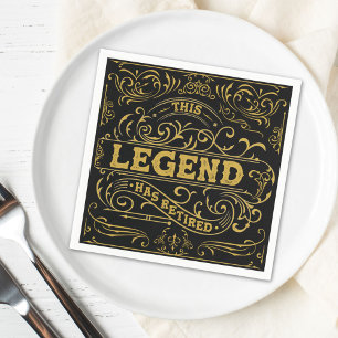 Vintage Black Gold Legend Retirement Napkin