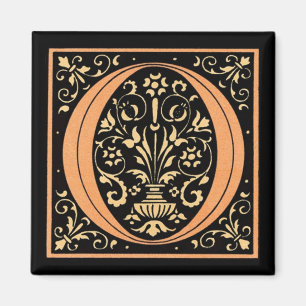 Vintage Black & Gold Letter 'O' Magnet