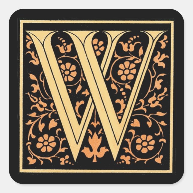 Vintage Black & Gold Letter ‘W’ - Sticker (Front)
