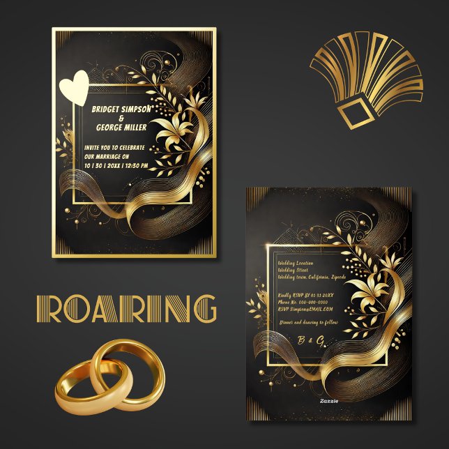 Vintage Black Gold Modern Art Deco Wedding real  (Creator Uploaded)