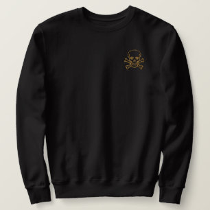 Vintage Black Gold Pirate Skull And Bones Sweatshirt