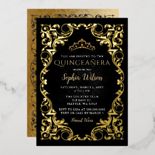 Vintage Black Gold Princess Tiara Quinceañera