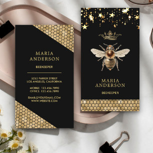 Vintage Black Gold Royal Queen Bee Beekeeper Business Card