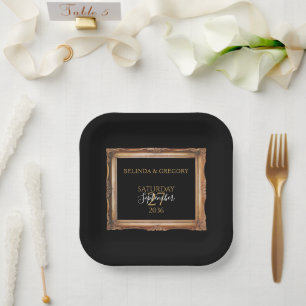 Vintage Black & Gold Wedding Paper Plate