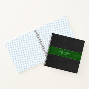 Vintage Black & Green Stitched Faux Leather Notebook