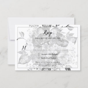 Vintage Black Grey and White RSVP