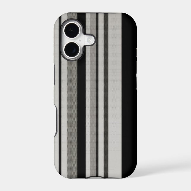 Vintage Black Grey Patterns Stripes iPhone Case (Back)