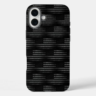 Vintage Black Grunge USA American Flag Pattern iPhone 16 Plus Case