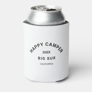 Vintage Black Happy Camper Crest Camp Crew Can Cooler