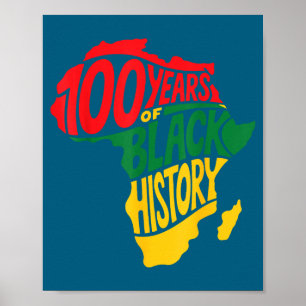 Vintage Black History Month 100 Illustration Poster