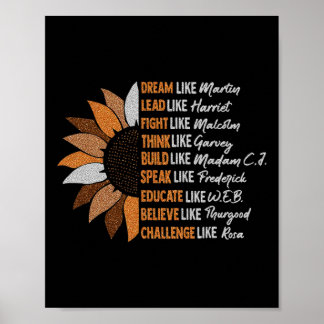 Vintage Black History Month Sunflower Dream Like M Poster