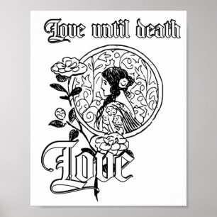 Vintage black ink tattoo with text LOVE   Poster