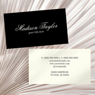Vintage Black Ivory Old Money Style Custom Business Card