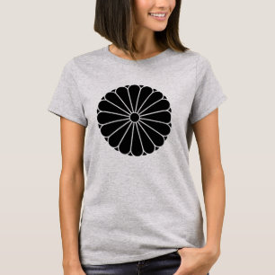 Vintage Black Kiku Chrysanthemum Mon Oriental T-Shirt