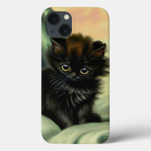 Vintage Black Kitten Illustration iPhone 13 Case
