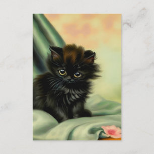 Vintage Black Kitten Illustration Enclosure Card