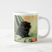 Vintage Black Kitten Illustration