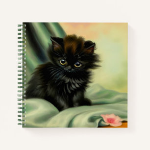 Vintage Black Kitten Illustration Notebook