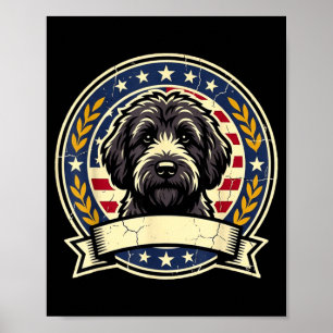 Vintage Black Labradoodle Dog Retro Art Design for Poster