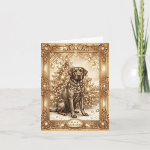 Vintage Black Labrador Christmas Greeting Card