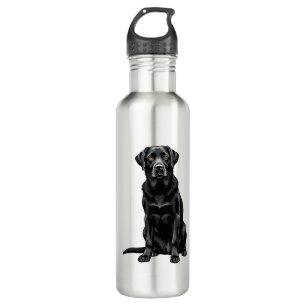 Vintage Black Labrador Retriever Dog Portrait Illu 710 Ml Water Bottle