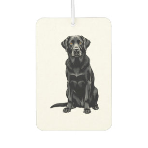 Vintage Black Labrador Retriever Dog Portrait Illu Car Air Freshener