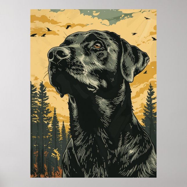 Vintage Black Labrador Retriever Posters (Front)