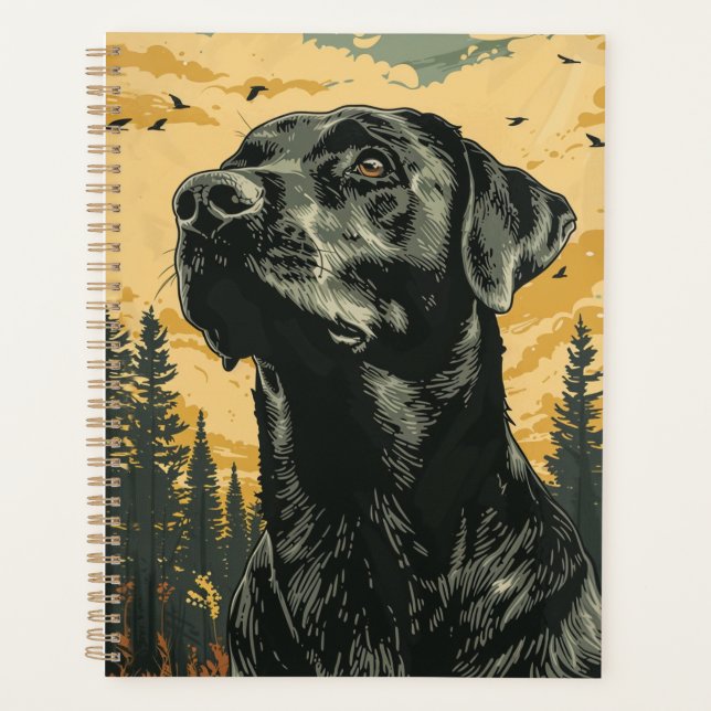 Vintage Black Labrador Retriever Posters Planner (Front)