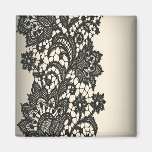 Vintage black Lace beige Paris Fashion Magnet