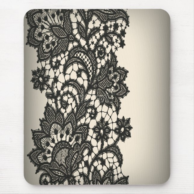 Vintage black Lace  beige Paris Fashion Mouse Pad (Front)