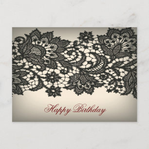 Vintage black Lace  beige Paris Fashion Postcard