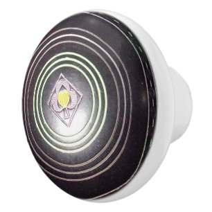 Vintage Black Lawn Bowl Ceramic Draw Knob. Knob