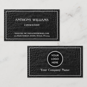 Vintage Black Leather Logo Company Texture Business Card