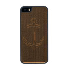 Vintage Black Leather, Nautical Anchor Gold Accent