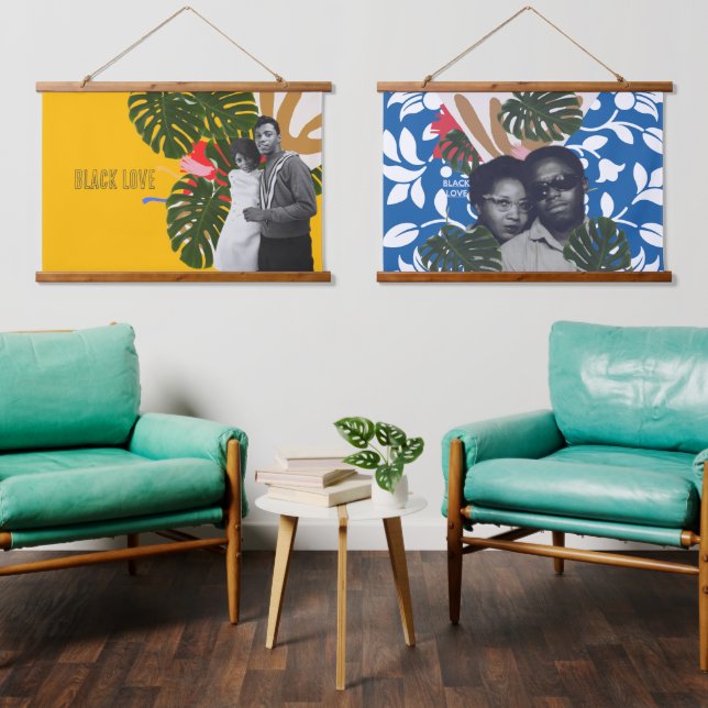 Vintage Black Love Hanging Tapestry (Living Room)