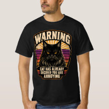 Vintage Black Maine Coon Warning Sunburst Badge