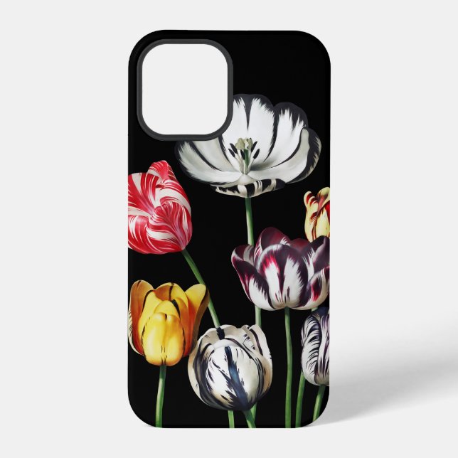 Vintage Black Moody Floral Colourful iPhone Case (Back)
