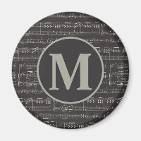 Vintage Black music note Pattern Monogram