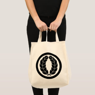 Vintage Black Nakagawa Japan Kamon Mon Art Tote Bag