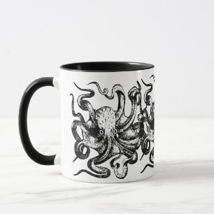 Vintage Black Octopus Mug