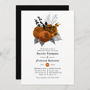 Vintage Black & Orange Halloween Rehearsal Dinner Invitation