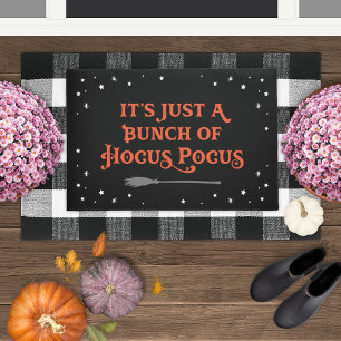 Vintage Black Orange Hocus Pocus Witch Broom Doormat