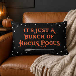 Vintage Black Orange Hocus Pocus Witch Broom Lumbar Cushion