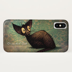 Vintage Black Oriental Shorthair Cat iPhone X Case
