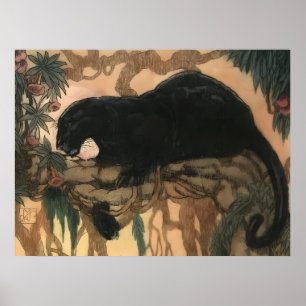Vintage Black Panther Cat Poster