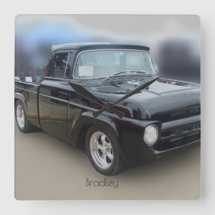 Vintage Black Pickup Square Wall Clock