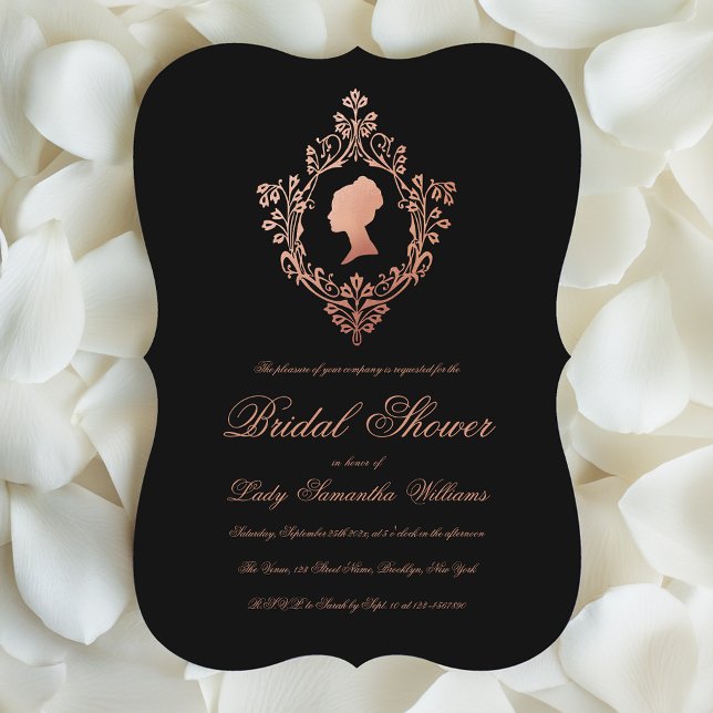 Vintage Black Pink Crest Calligraphy Bridal Shower Invitation (Creator Uploaded)
