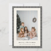 Vintage Black Plaid Vertical Photo Christmas Holiday Card (Front)