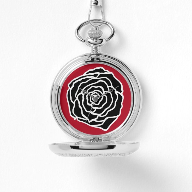 Vintage Black Rose Pocket Watch Gift (Front)