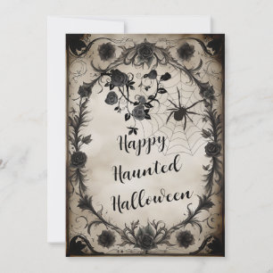 Vintage Black Roses Halloween Invitation